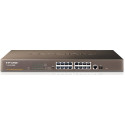 16-port TP-LINK TL-SL2218WEB Gigabit-Uplink Web Smart Switch, 16-ports 10/100M, 1-port 10/100/1000M, 1 SFP expansion slot supporting MiniGBIC modules, Port/Tag-based VLAN, MAC address Binding, Priority, Port Mirror/Trunking