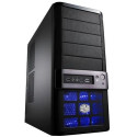 CoolerMaster GLADIATOR 600 ATX Case, PSU RS-460-PCAP-J3 (460W, PPFC, 24pin, PCI-E 6x pin, 4xSATA, 120mm fan), Meshed front panel, Tool-less, 140mm top silent fan, 120mm front fan Blue LED on/off, 2xUSB/Audio, eSATA, Black