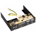 XILENCE XP-FCB04-E.B, Fan Control Panel 3,5", Controls: 4x fan speed LED wheels, 2x USB, 1x eSATA, Regulates the rotation speed of up to 4 fans, Black