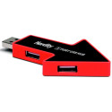 Hardity HB-005  - USB Hub,  mini-size, 3 ports, USB 2.0, Black/Red
