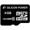 4 GB MicroSDHC + SD adapter, (Class 10), Silicon Power