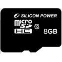 8 GB MicroSDHC + SD adapter, (Class 10), Silicon Power