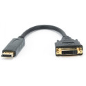 Adapter Gembird "A-DPM-DVIF", Display port male to DVI female adapter Digital video interface adapter: DisplayPort male to DVI female. Allows to interconnect DisplayPort video source and DVI display, monitor, TV by an extra DVI cable.