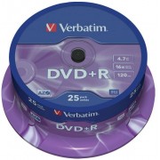 DVD+R 4.7GB, 16x, 25 Cake, Verbatim