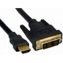 Cable HDMI to DVI 3.0m Gembird, male-male, GOLD, 18+1pin single-link, CC-HDMI-DVI-10