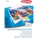 E91527 Ednet Laminating Pouches Business Card, 50pcs,  60x95mm, 80 mic.