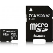 64GB MicroSDHC (Class 10), SD adapter, UHS-I, 300X, Transcend "TS64GUSDU1" Premium (R/W:90/25MB/s)