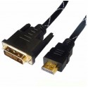 Cable HDMI-DVI  Brackton "Professional" DHD-BKR-0200.BS, 2 m, DVI-D cable 24+1 to HDMI 19pin, m/m, triple-shielded, better pastic plug, dual-link, nylon sleeve black/silver, golden contacts, 2 ferrits, dust caps