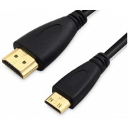 Cable mini HDMI-HDMI  1.5m - Brackton "Basic" MHD-HDE-0150.B, 1.5 m, mini HDMI cable to HDMI High Speed HDMI® Cable with Ethernet, male-male, with gold plated contacts, double shielded, with dust caps