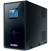 SVEN Pro 1500 (LCD,USB), Line-interactive UPS with AVR, 1500VA /900W, Multifunction LCD display, 3x Schuko outlets, 2x9AH, AVR: 175-280V, USB, RJ-11, Cold start function, Black