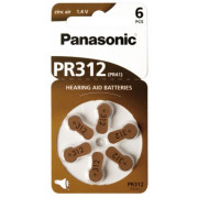 "PR312, Blister*6, Panasonic, PR-312/6LB (PR41), 3.6x7.9mm, 170mAh
-  
  http://www.panasonic-batteries.com/eu/products/special/hearing_aid_batteries/PR312"