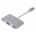  LMP USB-C (m) to VGA & USB 3.0 (f) & USB-C charging Multiport Adapter, aluminum housing, silver (15093)