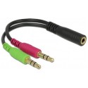 "CCA-418 3.5 mm 4-pin socket to 2 x 3.5 mm stereo plug adapter cable, black
-    
 http://cablexpert.com/item.aspx?id=9746"