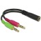 "CCA-418 3.5 mm 4-pin socket to 2 x 3.5 mm stereo plug adapter cable, black - http://cablexpert.com/item.aspx?id=9746"
