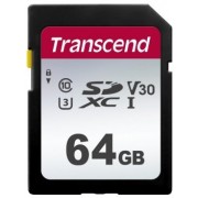 .64GB  SDXC Card (Class 10) UHS-I, U3, Transcend 300S  "TS64GSDC300S" (R/W:95/45MB/s)