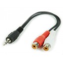 Audio cable 3.5mm-RCA - 0.2m - Cablexpert CCA-406, 3.5 mm stereo plug to 2 x RCA sockets stereo audio cable, 0,2 m