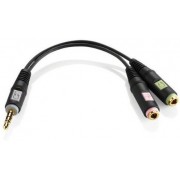 Audio cable 3.5mm - Cablexpert CCA-417, 3.5mm 4-pin plug to 3.5mm stereo + microphone sockets adapter cable, allows connecting standard headsets and microphones to tablets, netbooks, ultrabooks etc., Black