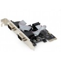 "PCI-Express  x2 Serial port RS232, (COM DB9M), Gembird SPC-22
-  
   https://gembird.nl/item.aspx?id=9916"