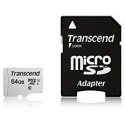 .64GB MicroSD (Class 10) UHS-I (U1) +SD adapter, Transcend "TS64GUSD300S-A" (R/W:95/45MB/s)