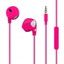 Puro IPHF21PNK Earphone Round Cable W/Spiral/But./Mic./Vol. Shock Pink