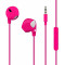 Puro IPHF21PNK Earphone Round Cable W/Spiral/But./Mic./Vol. Shock Pink