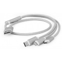 "Cable  3-in-1 MicroUSB/Lightning/Type-C - AM, 1.8 m, SILVER, Cablexpert, CC-USB2-AM31-1M-S
-  
  https://gembird.nl/item.aspx?id=10060"