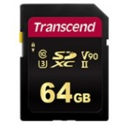 .64GB  SDXC Card (Class 10) UHS-II, U3, Transcend "TS64GSDC700S" Ultra High Speed (R/W:285/180MB/s)