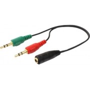 Audio cable 3.5mm - 0.2 m - Cablexpert CCA-418, 3.5mm 4-pin socket to 2 x 3.5 mm stereo plug adapter cable, allows connecting 4-pin plug headset to a PC computer, Black