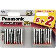 Baterie Panasonic Alkaline Everyday, AAA Blister x 6 + 2 GRATIS,  LR6REE/8B2F