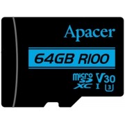 Apacer AP64GMCSX10U7-R microSDXC UHS-I U3 V30 R100 64GB w/ 1 Adapter RP