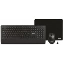 SVEN KB-C3800W, Wireless, Keyboard & Mouse & Mouse Pad, 2.4GHz, Multimedia Keyboard (104 keys, 12Fn-keys) + Mouse (5+1 keys (scroll wheel), 800/1200/1600dpi), Nano receiver, USB, Black