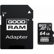 64GB  GoodRAM micro SDHC Class10 UHS-I + SD adapter, Up to: 100MB/s 