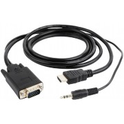 Adapter HDMI-VGA  - Gembird  A-HDMI-VGA-03-6, HDMI to VGA and audio adapter cable, single port, 1.8 m, black
