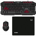 "Gaming Keyboard & Mouse & Mouse Pad SVEN GS-9200, Multimedia, Spill resistant, WinLock Black, USB, Optical, 800-2400 dpi, 6 buttons, Ambidextrous"