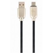 Blister MicroUSB/USB2.0, 2.0 m, Cablexpert Premium Rubber Black, CC-USB2R-AMmBM-2M