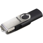 Hama "Rotate" FlashPen, USB 2.0, 8GB, 10MB/s, black/silver, Narrow Packaging