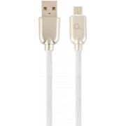 Blister MicroUSB/USB2.0,   2.0 m, Cablexpert Premium Rubber White, CC-USB2R-AMmBM-2M-W
