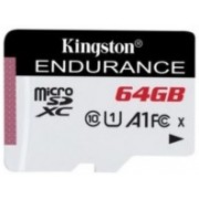 64GB microSD Class10 A1 UHS-I FC + SD adapter  Kingston High Endurance, 600x, Up to: 95MB/s, High performance, Seamless recording