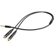  Gembird CCA-417M  3.5mm 4-pin plug to 3.5mm stereo + microphone sockets adapter cable, allows connecting standard headsets and microphones to tablets, netbooks, ultrabooks etc., 0.2m  Black