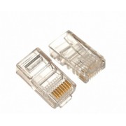  RJ45 Modular Plug  LC-8P8C-001/100, Modular plug 8P8C for solid LAN cable, 30u" gold plated, 100 pcs/bag