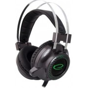 Headset Gaming Esperanza TOXIN EGH460, Green LED backlight, 1x mini jack 3.5mm + 1x USB 2.0, Drivers 40mm, Volume control, Cable length 2m, Weight 380g