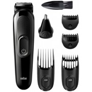 Trimmer Braun MGK3220, uni, rechargeable battery operation (operating time 50 minutes, charging time 10 hours),13 cutting lengths (0.5-21 mm in 0.5 mm steps),  5 attachment (4 x Comb, 1x hair clipping,1x noses-/ear hair trimmer),washable, waterproof, b