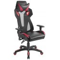  Lumi Gaming Chair Back Breathable Mech with Headrest CH06-8, Black/Red, Height Adjustable Armrest, 350mm Nylon Base, 60mm Nylon Caster, 100mm Class 3 Gas Lift, Weight Capacity 150 Kg
