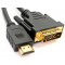 Cable HDMI-DVI - 1.5m - Brackton "Basic" DHD-SKB-0150.B, 1.5m, DVI-D cable 24+1 to HDMI 19 pin, m/m, double-shielded 1080i, pastic plug, golden contacts