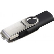 Hama Rotate USB Flash Drive, USB 2.0, 128 GB, 10 MB/s, black/silver