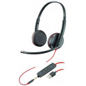 Plantronics Blackwire C3220 (209745-101), USB -A, Microphone noise-canceling, SoundGuard, DSP, Receive output from 20 Hz–20 kHz, Microphone 100 Hz–10 kHz, Call answer/ignore/end/hold, redial, mute, volume +/-, OEM