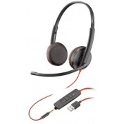 Plantronics Blackwire C3225 (209747-101), USB -A / Jack 3.5mm, Microphone noise-canceling, SoundGuard, DSP, Receive output from 20 Hz–20 kHz, Microphone 100 Hz–10 kHz, Call answer/ignore/end/hold, redial, mute, volume +/-, OEM