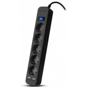 Surge Protector SVEN SF-05LU, 5 Sockets + 2 USB (2,4 A) , 1.8m, Black, color box