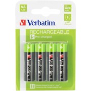  Verbatim AA Rechargeable Battery  2600mAh  4 Pack 49941