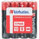  Verbatim AAA Alkaline Battery  4 Pack Shrink  49500